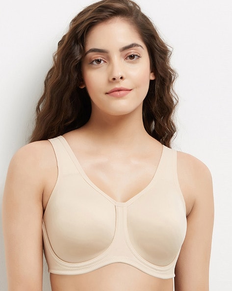 Buy online Beige Solid Sports Bra from lingerie for Women by