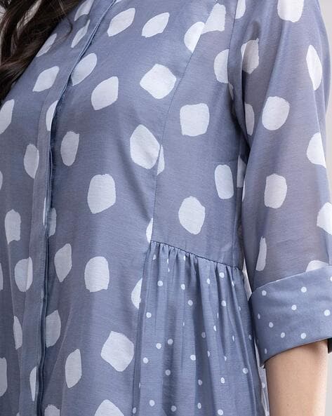 Grey dress with white polka dots hotsell