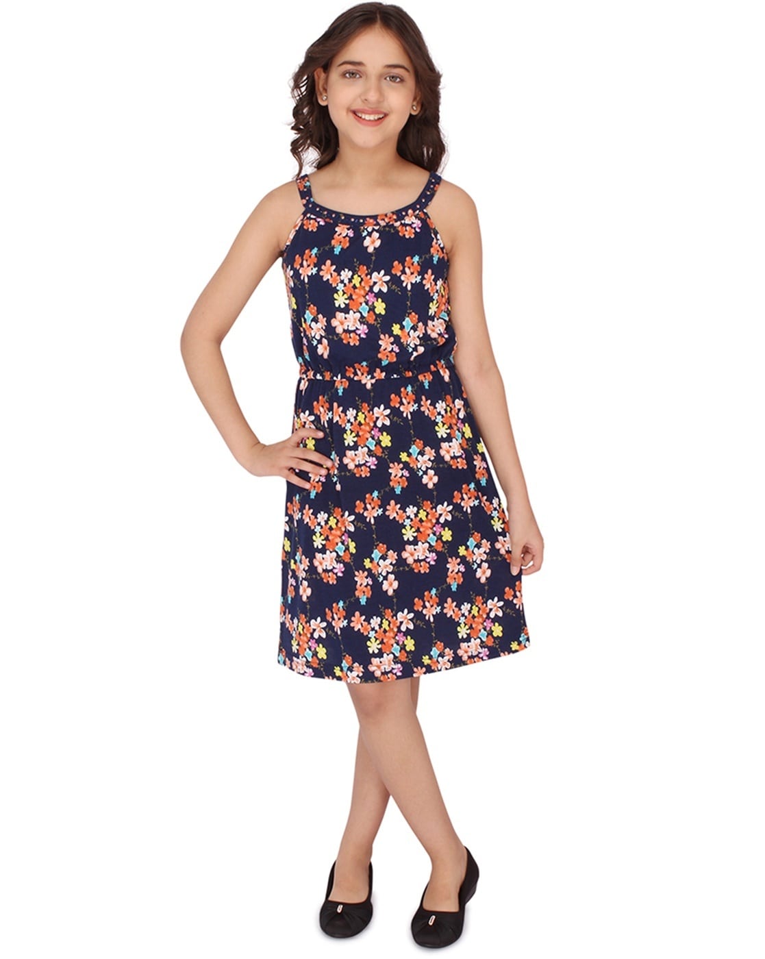 InCity Girls Toddler Tween 1-14 Years Short Sleeve Ribbon Neck Midi Cu