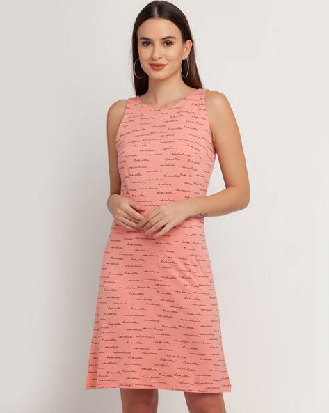 Zink London Typographic Print Sleeveless Bodycon Dress