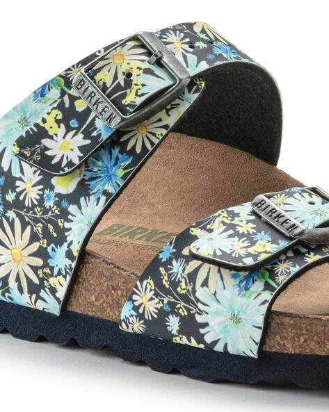 Floral Striped Print Flat Sandals | Printed flats, Flat sandals, Flats