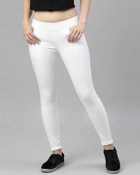 Buy online White Denim Jeggings from Jeans & jeggings for Women by