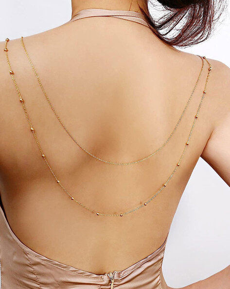 Long Rhinestone Back Necklace Body Chains Women Wedding - Temu Australia