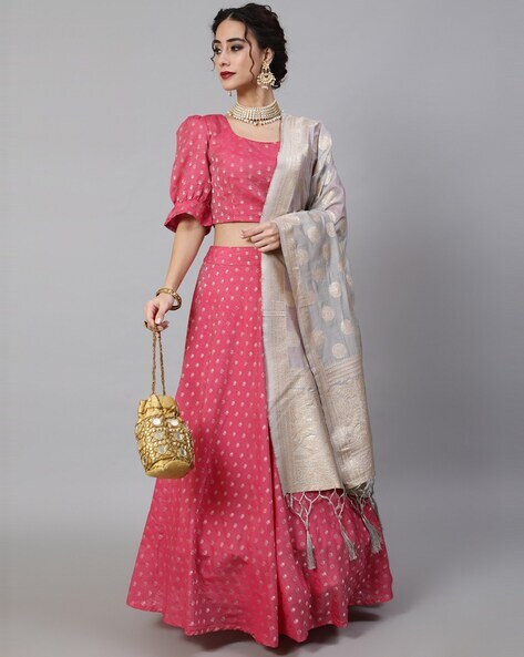 Buy Fuchsia Silk Embroidered Mukaish Round Tie And Dye Lehenga Set For  Women by Avnni Kapur Online at Aza Fashions.