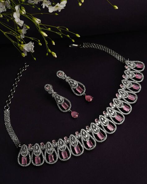 Buy VOYLLA Victorian Inspired CZ Gems Necklace Set at Amazon.in