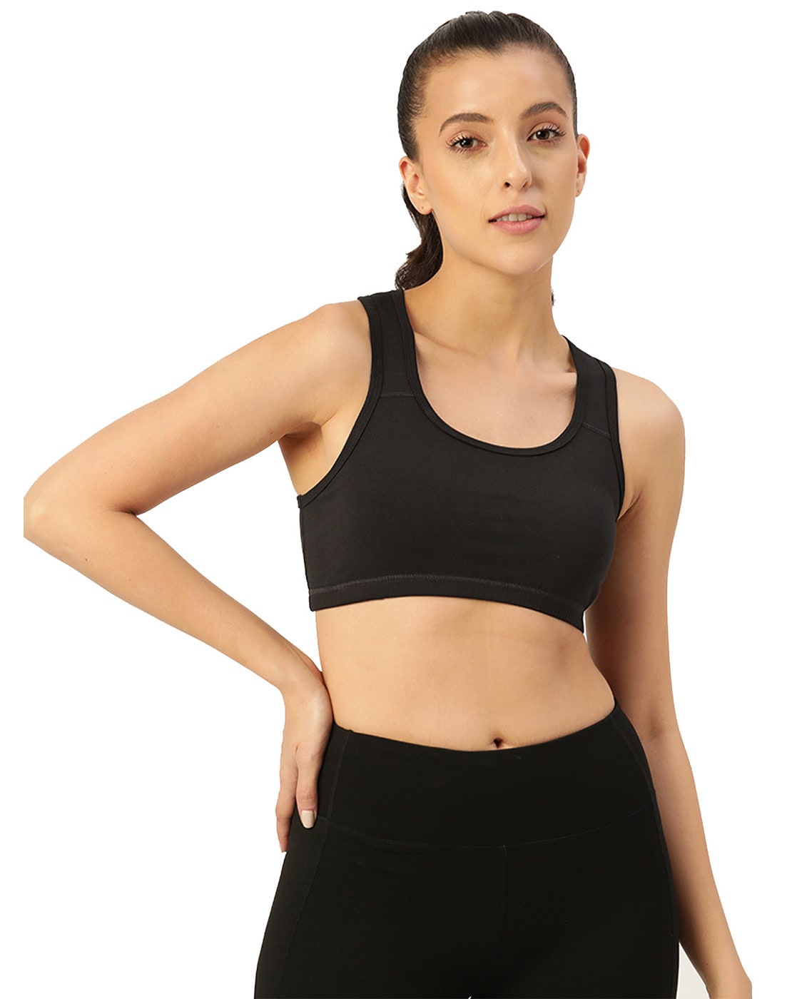 JOYSPELS Sports Bras for Women Seamless Strap Adjustable Medium Support  Open Back Workout Tops Black at  Women's Clothing store