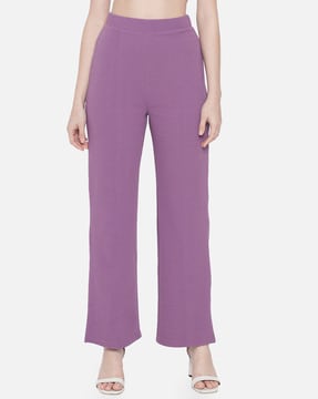 Buy Women Purple Regular Fit Textured Casual Trousers Online  801274   Allen Solly