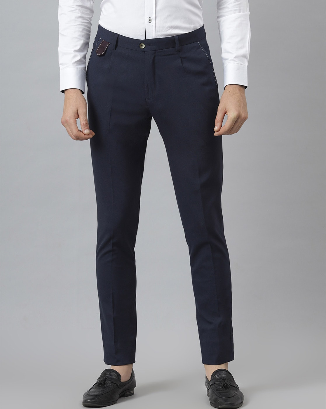 Buy Arrow Mid Rise Ankle Length Formal Trousers 