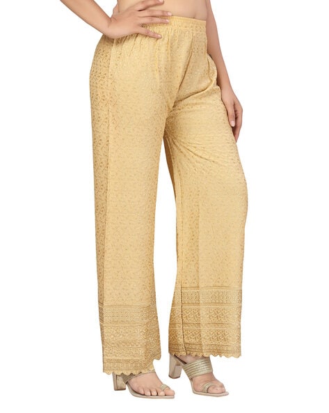 Ethnic Copper Gold Palazzo Pants for Women | Brown | Split-Skirts-Pants,  Printed