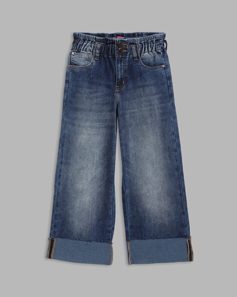 Blue Giraffe Mid-Wash Mid-Rise Wide Jeans