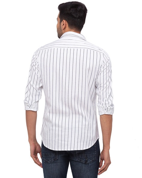 Tailored Fit Micro Stripe White Non Iron Men's Dress Shirt