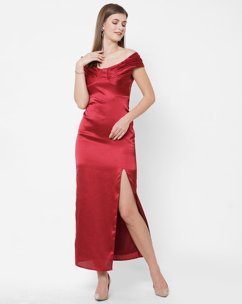 Satin Red Classy Cup Mini Fit Dress | Lebby – motelrocks-com-us