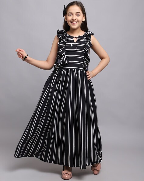 Black and white shop striped girls dress