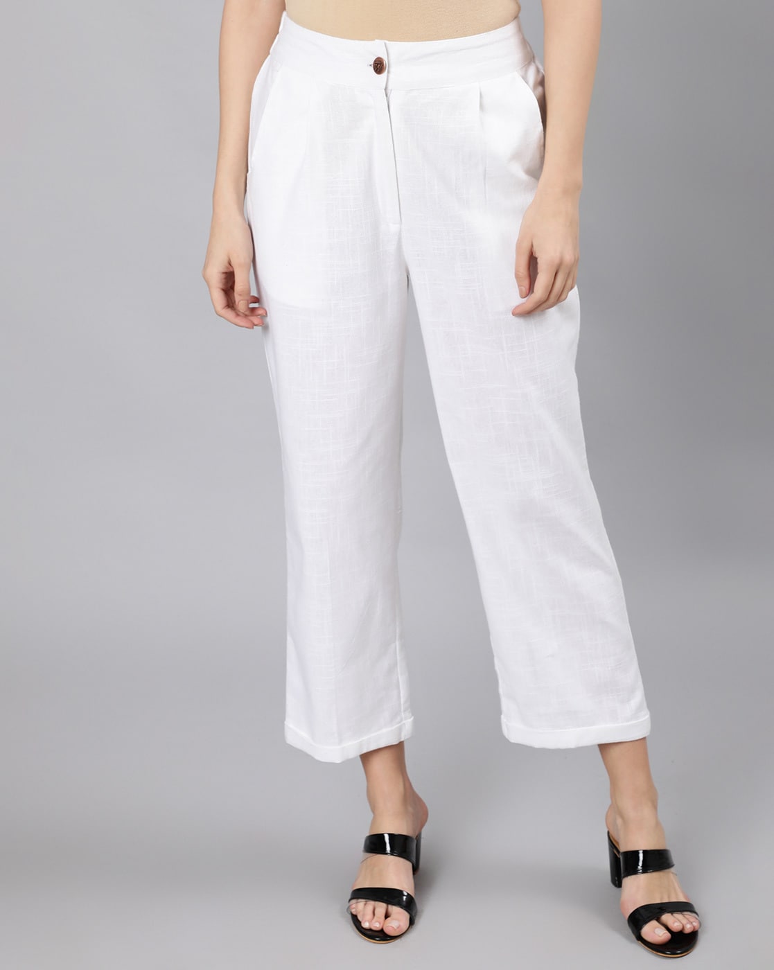 Buy FUNYYZO Womens Wide Leg Pants High Elastic Waisted in The Back  Business Work Trousers Long Straight Suit Pants 006 White Thin XSmall  Long at Amazonin