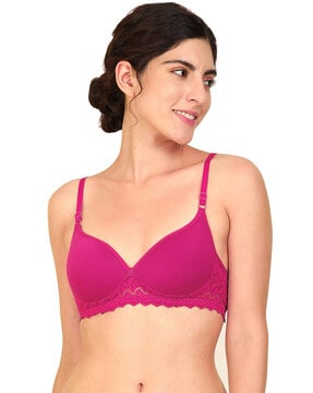Padded underwired bra E/F cup - Light pink/Floral - Ladies