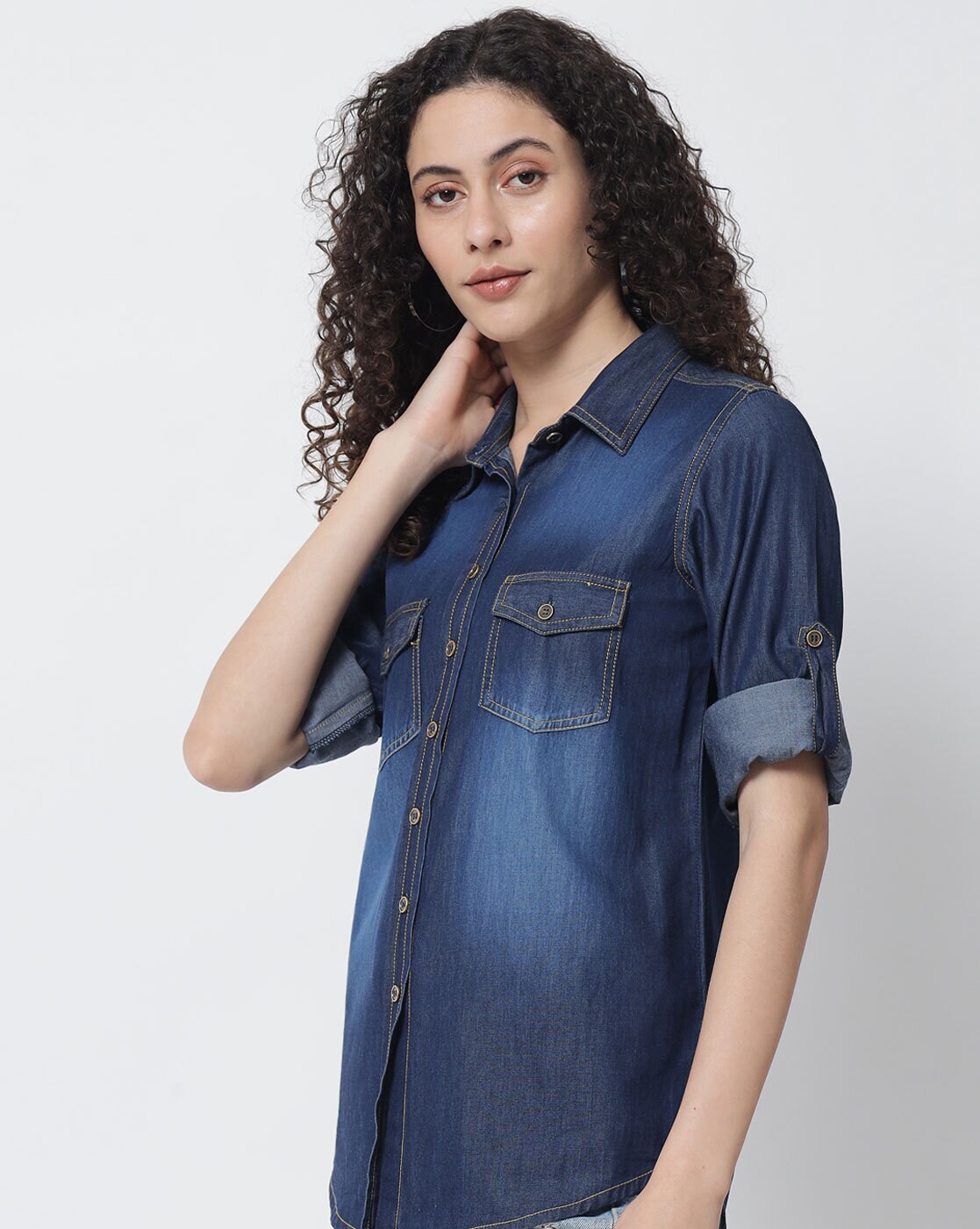 starfilled Women Washed Party Dark Blue Shirt - Buy starfilled Women Washed  Party Dark Blue Shirt Online at Best Prices in India