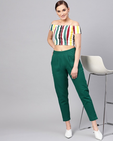 Buy Green Trousers & Pants for Women by Jaipur Kurti Online