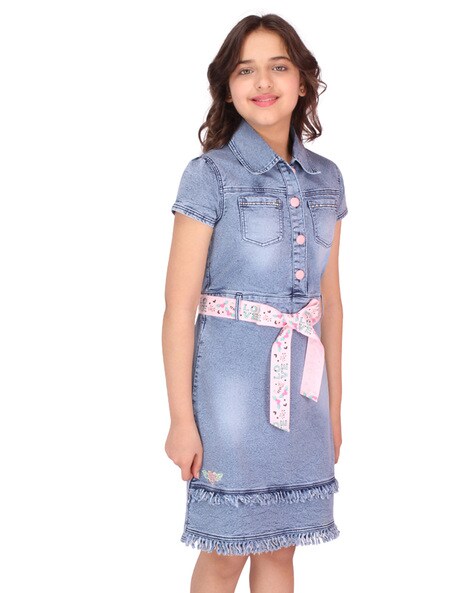 Girls Denim Korean Style Lotus Leaf Collar Dress Dresses for Kids Dresses  for Girls Flower Dresses