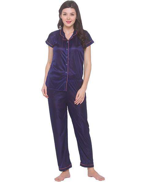 Solid Knitted Top Pyjama Set