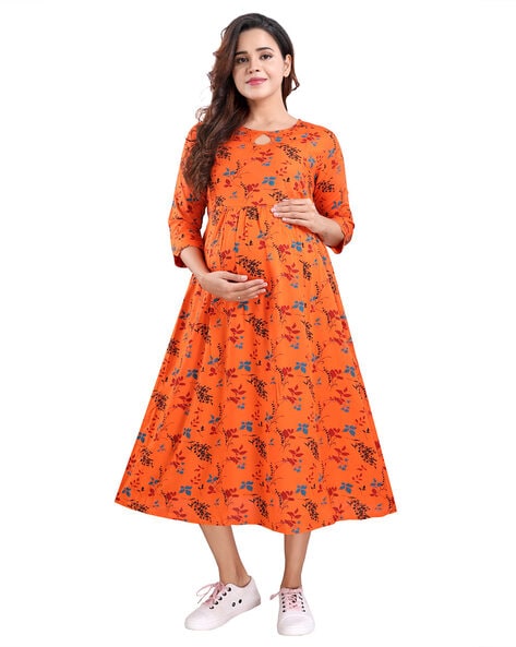 Buy Indian Hand Block Printed Cotton Kurti, Dress for Woman, Red Maternity  Women Gown Kurti,both Sides Zip for Baby Feeding, Gift for Her Online in  India - Etsy | Ladies gown, Unique