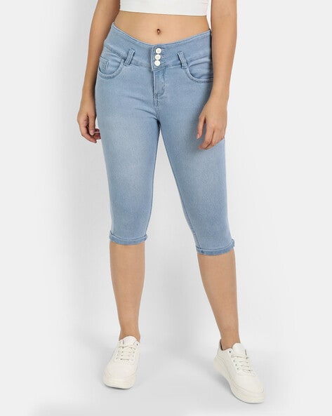 Vetinee Women's Stretch Soft High Waisted Capri Pants Ripped Denim Capri  Jeans Sizes S-2XL - Walmart.com | Capri pants, Capri jeans, Ripped denim