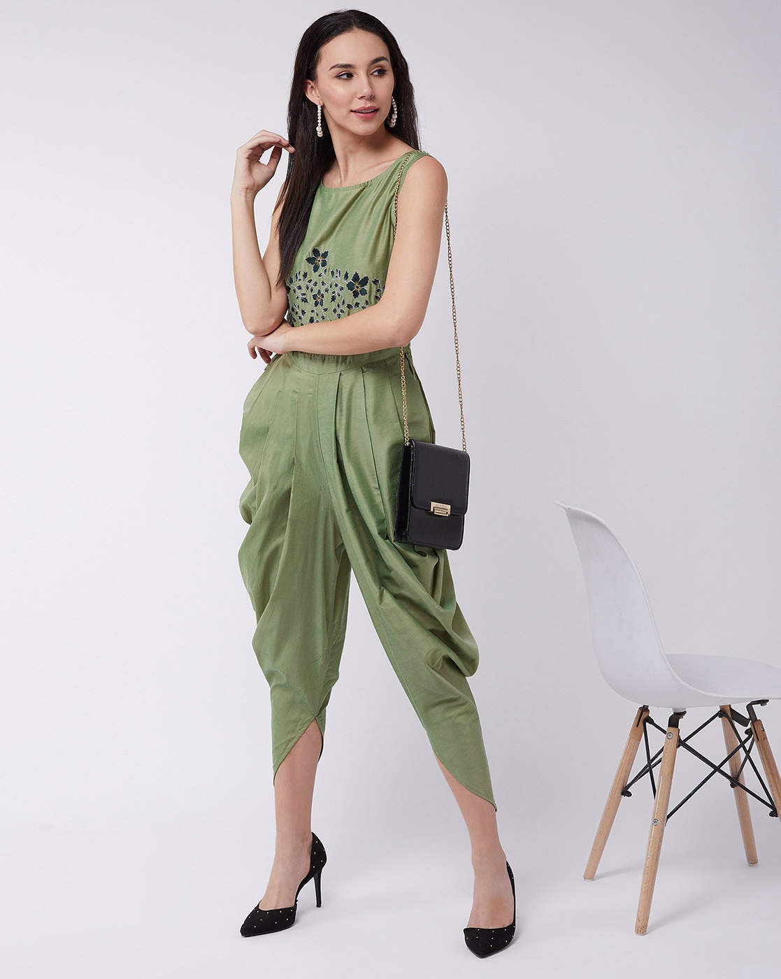 THEY SAY - COBALT BLUE ONE-SHOULDER DHOTI JUMPSUIT – Papa Don't Preach
