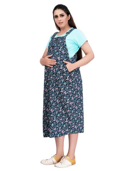 Nursing Dress | BOVE Claudie Sleeveless Overlap Strap Dress Navy Print |  Spring Maternity Clothes Singapore