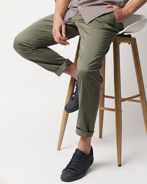 Olive Cotton Relaxed Pant