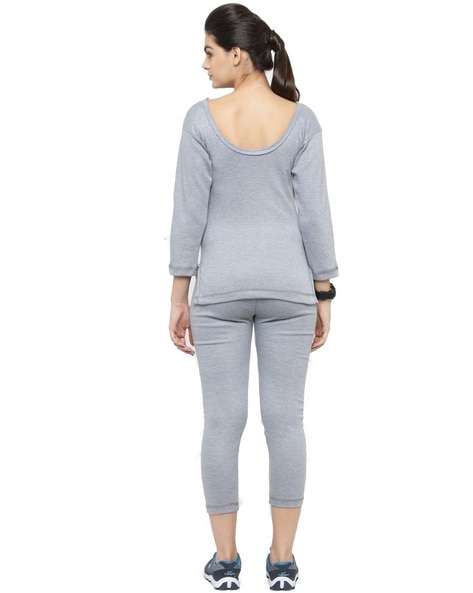 Buy online Grey Solid Thermal Wear Set from winter wear for Women