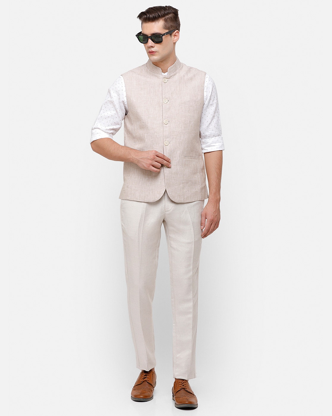 Linen club deals nehru jacket