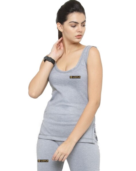 Buy Dollar Ultra Women Charcoal Grey Striped Thermal Set - Thermal Set for  Women 2285654