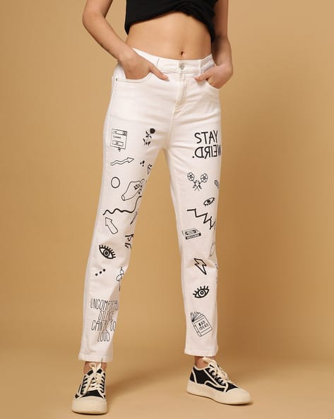 FREEHAND Graphic Print Straight Fit Jeans