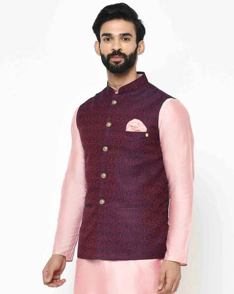 Silk India Casual Wear Maroon Men Modi Jacket at best price in Mumbai | ID:  9853908188