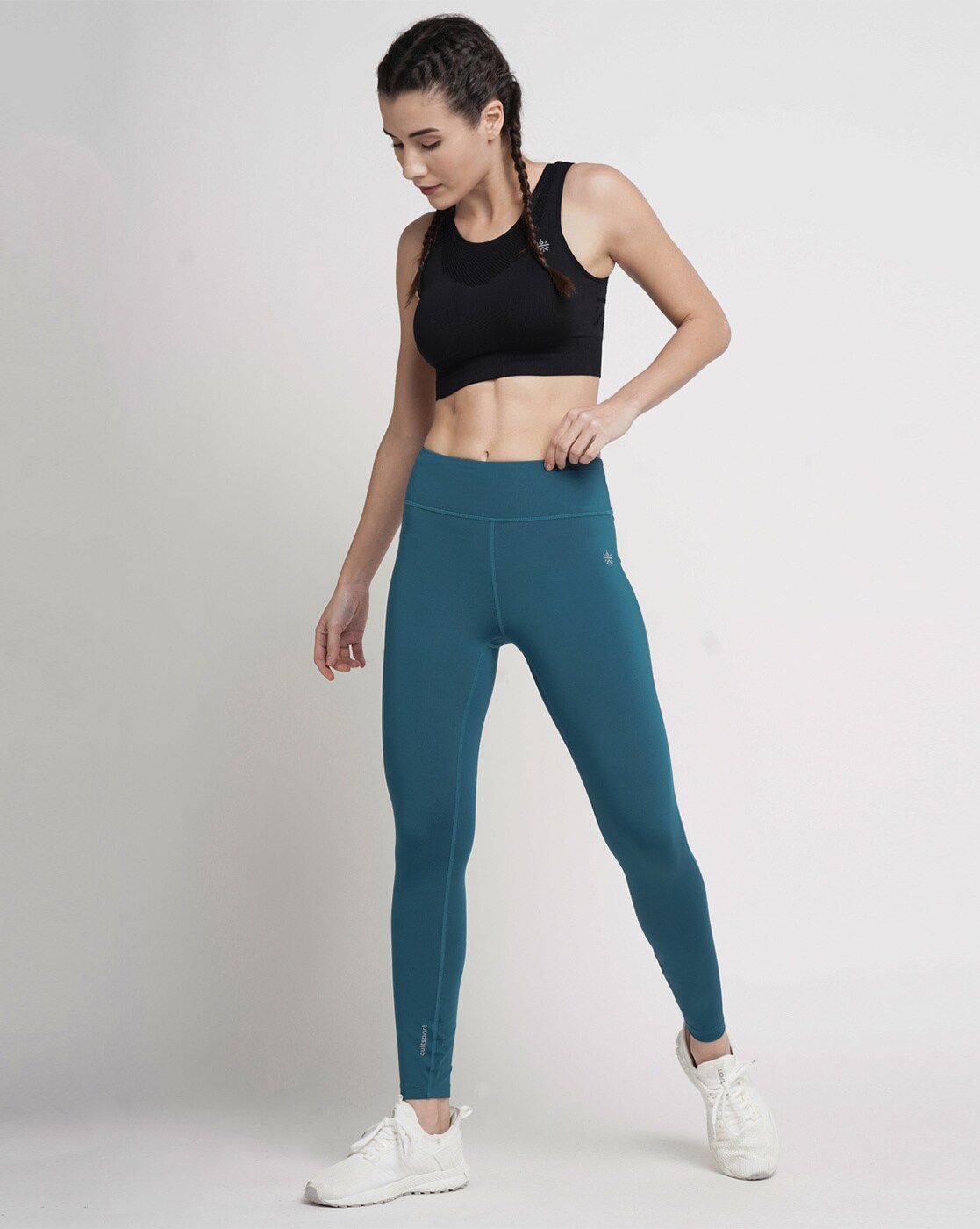 Buy CULTSPORT Solid High Waist Straight Pants with Pocket, Compression Fit, No Transparency, Non-Slip Texture, No Waist Slippage