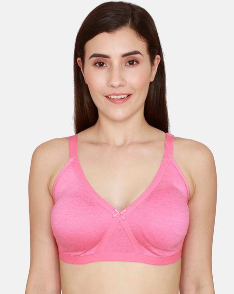 Basics Single Layered Non-Wired Non-Padded 3/4th Coverage Super Support Bra  - Pink Lemonade