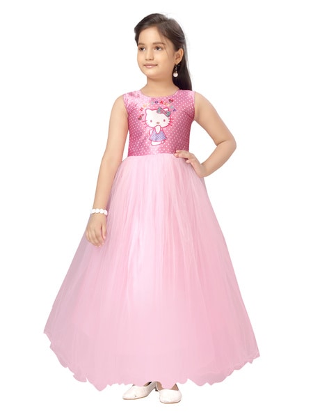 Buy Aarika Sleeveless Ruched & Corsage Embellished Fit & Flare Gown Pink  for Girls (8-9Years) Online in India, Shop at FirstCry.com - 15402964