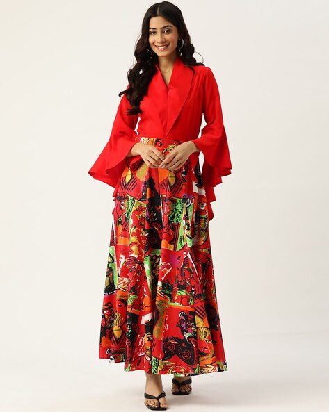 Deewa Printed A-Line Maxi Dress