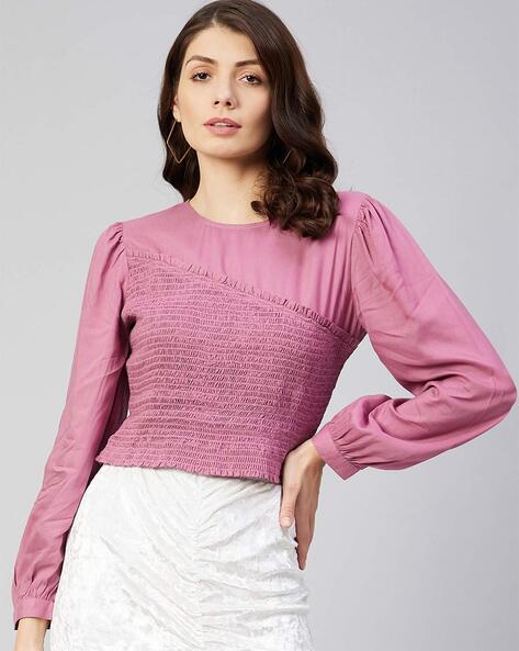 Smocked top best sale long sleeve