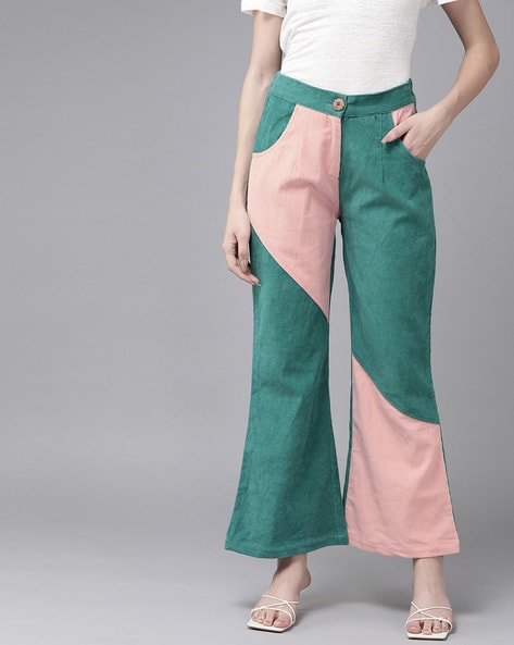 Buy Green & pink Trousers & Pants for Women by The Dry State