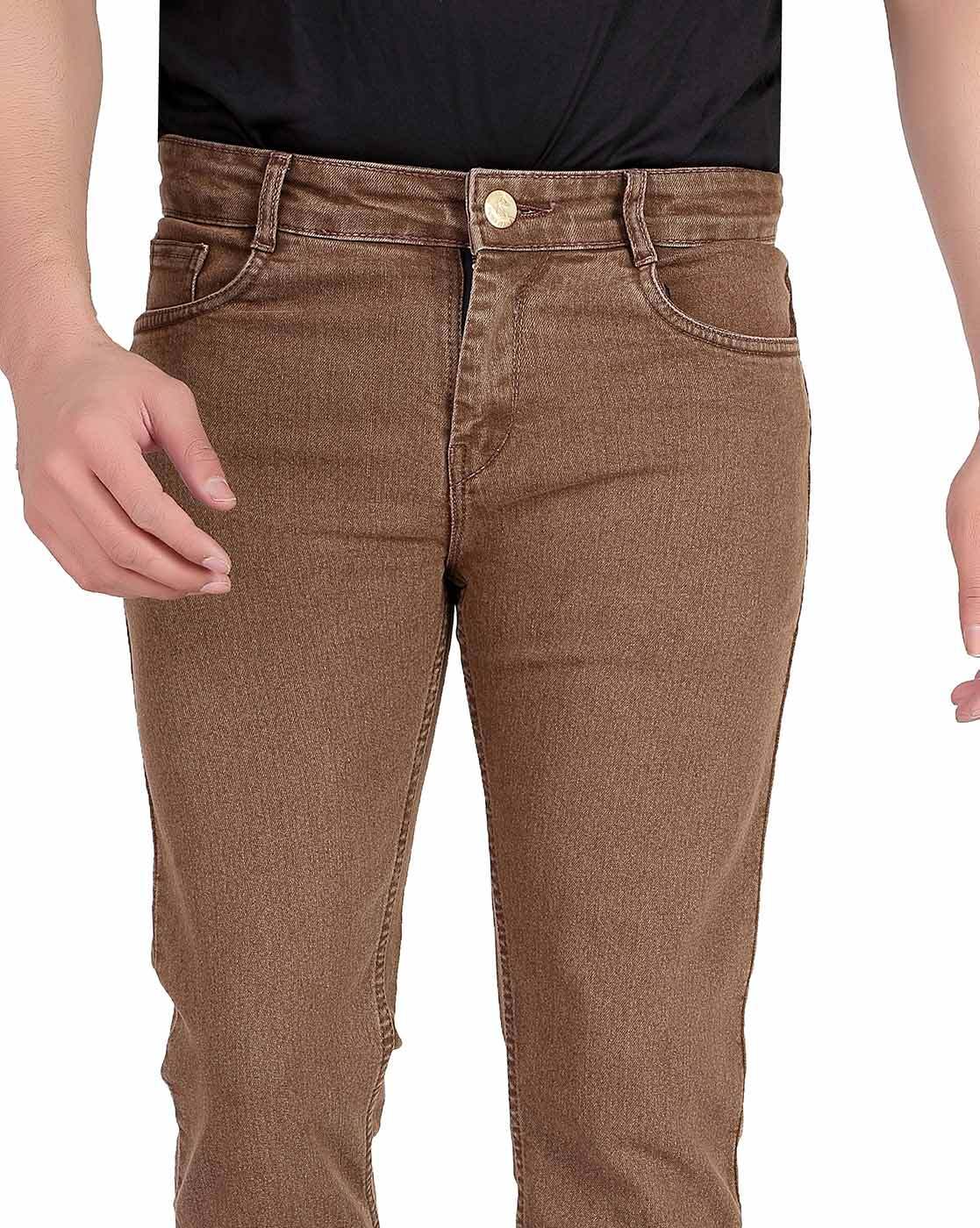 Bare Denim Men Ultra Slim Fit Casual Solid Tobacco Trenims - Selling Fast  at Pantaloons.com
