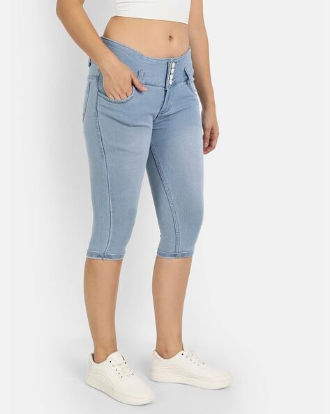 Skinny Fit Capris with Slip Pockets