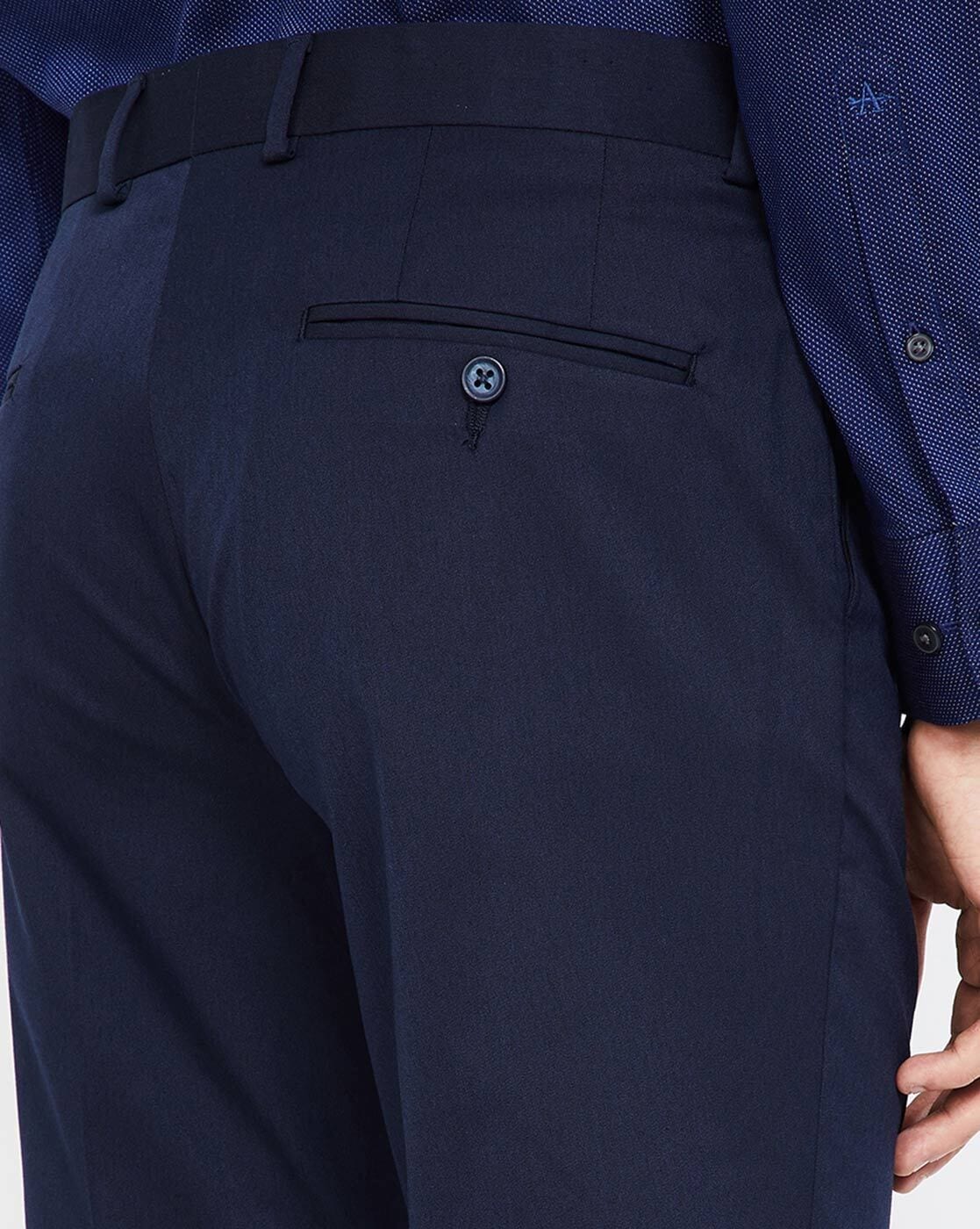 Formal Trouser Browse Men Navy Blue Cotton Blend Formal Trouser on Cliths