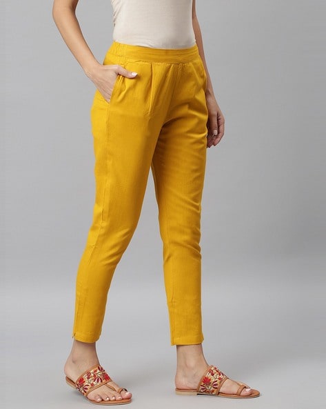 Stylish womens Trousers  Pants  Cigarette Pent for women MUSTARD YELLOW  Ladies Pant
