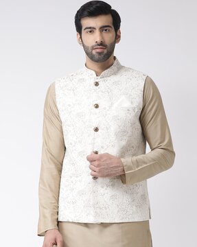 White floral hotsell nehru jacket