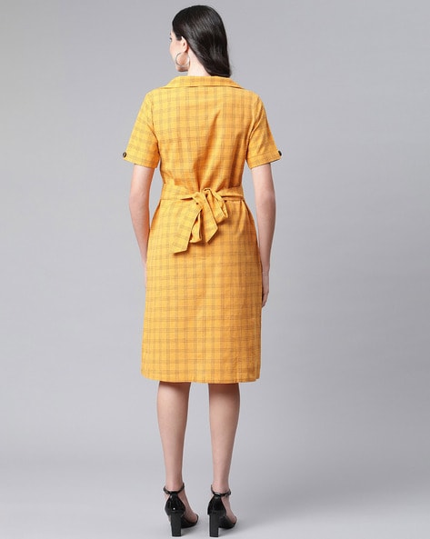 Yellow check hot sale shirt dress