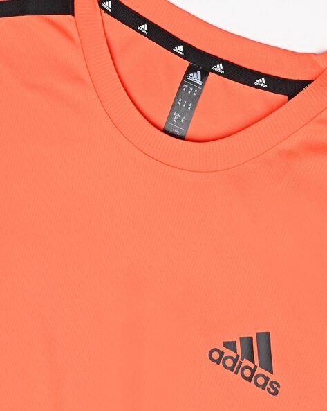 adidas 3 Stripe T-shirt in Orange for Men