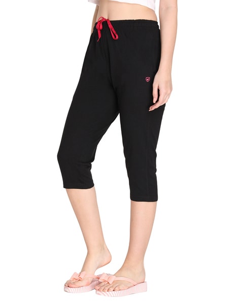 NEVA Women Cotton Capri Pants- Black