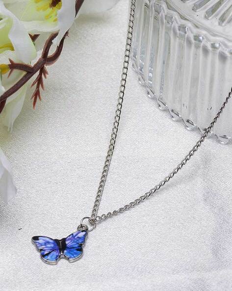 Buy Vembley Lovely Gold Plated Blue Butterfly Pendant Necklace For Women  and Girls for Women Online in India