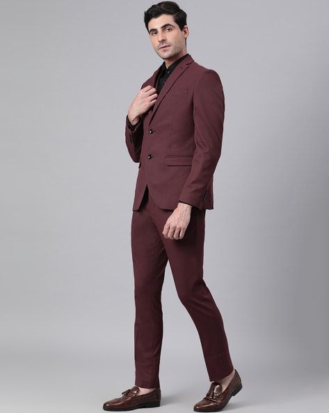 Shoes on wine colour on sale suit