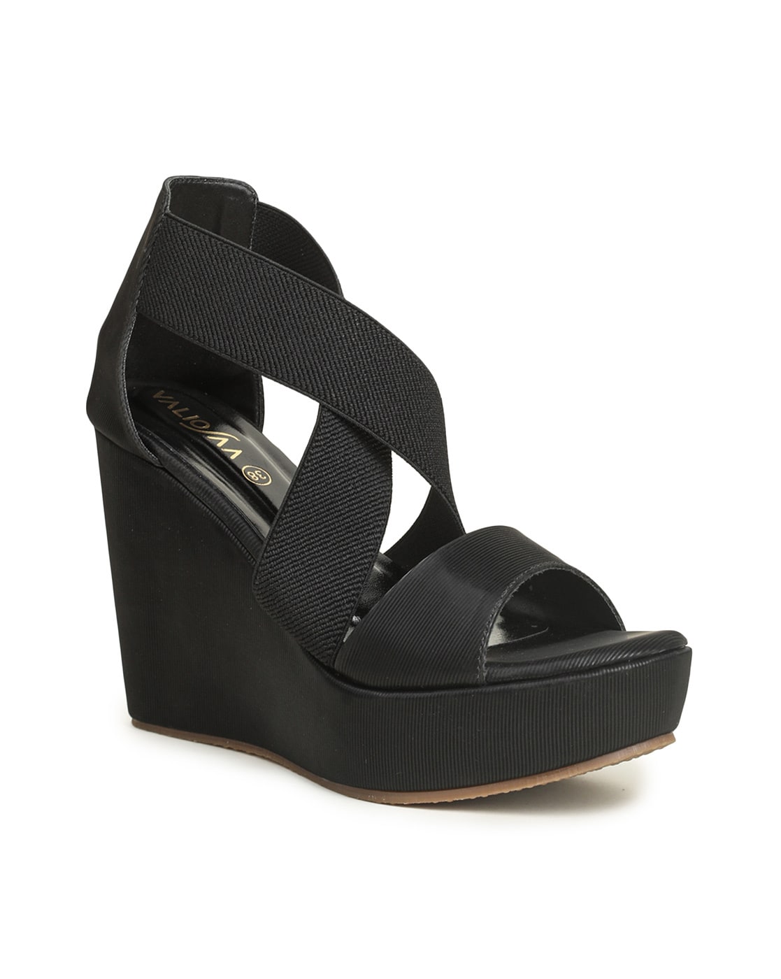 Ulalia strappy 11cm wedge sandals black